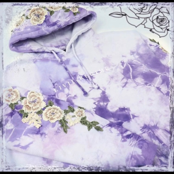Civil Regime Tops Civil Regime Purple Haze White Rose Hoodie Poshmark